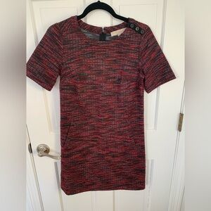 LOFT Red and Black Textured Mini Dress